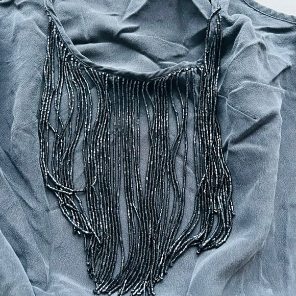 Matty M. Racer Tank Faded Silk Fringed Black ( S ) - Picture 2 of 2
